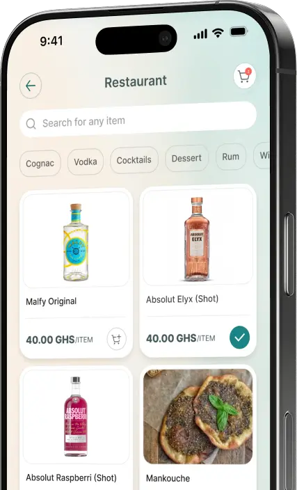 Tills dining app on mobile