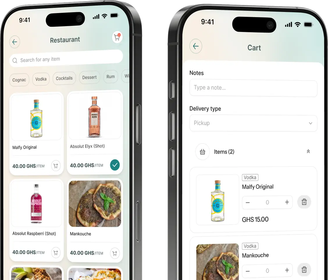 Tills dining app on tablet