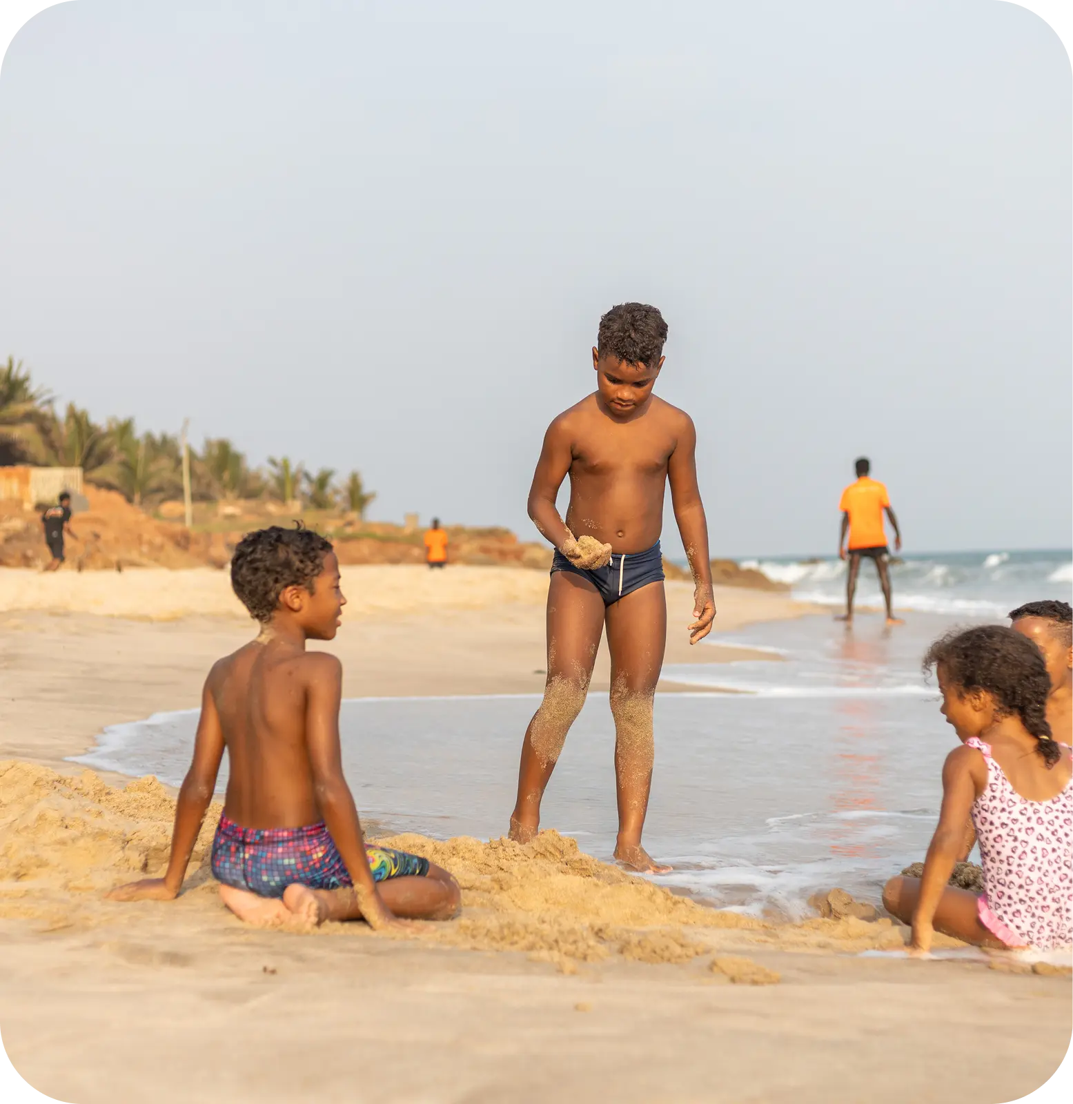 Kids playing on the beach