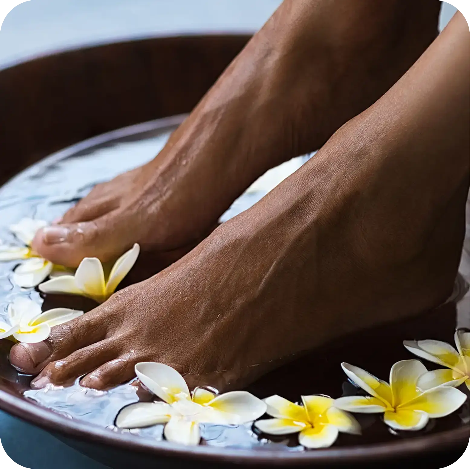 Relaxing foot soak with flowers